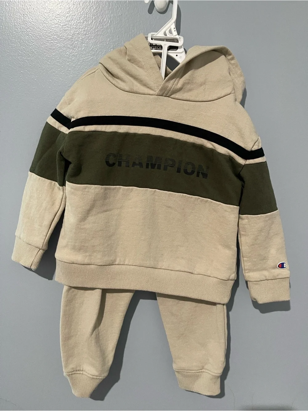 Champion Kids Beige & Olive Hoodie Set Size 3T